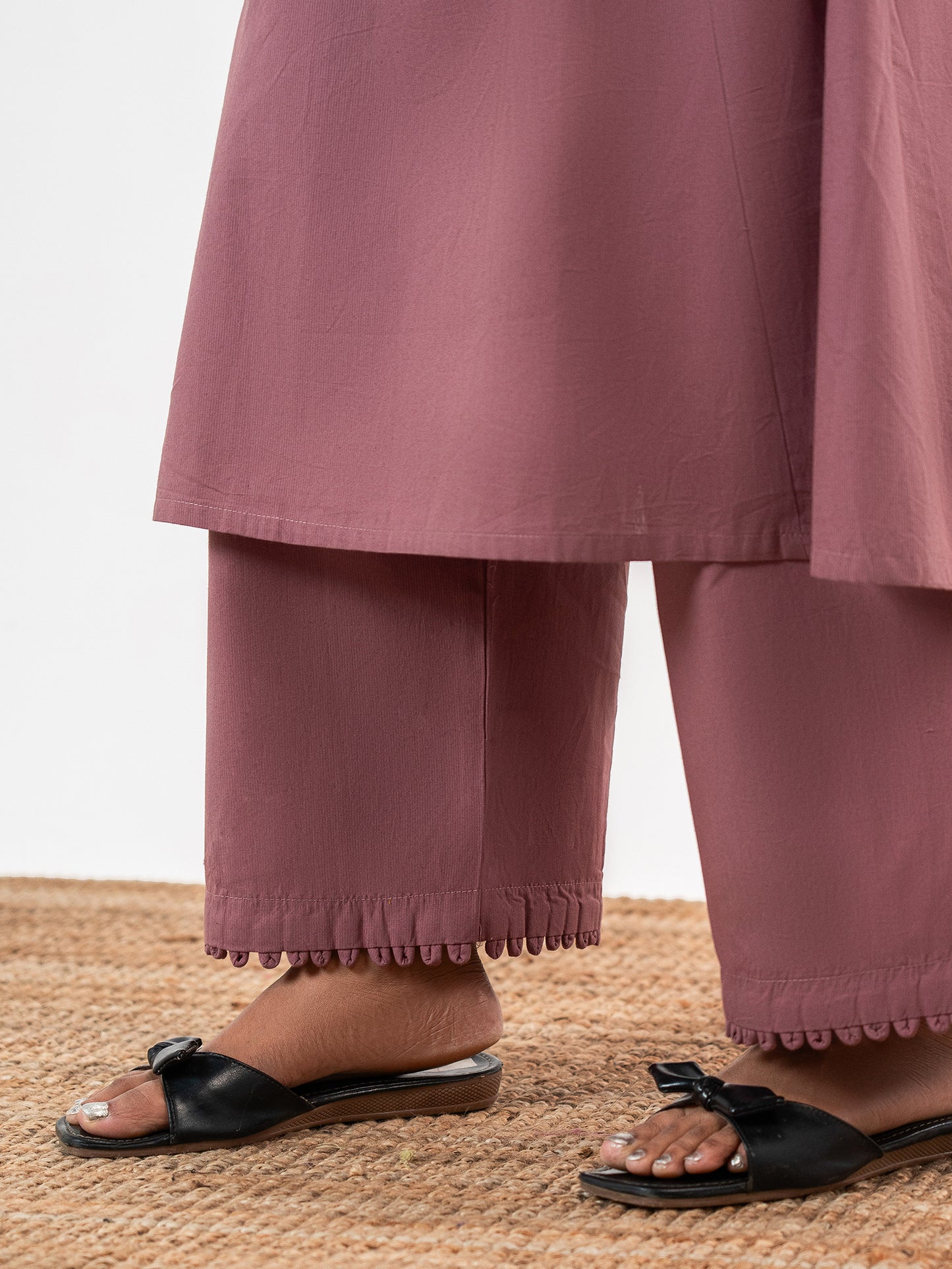 The 'Kavya' Slub Mauve Suit Set