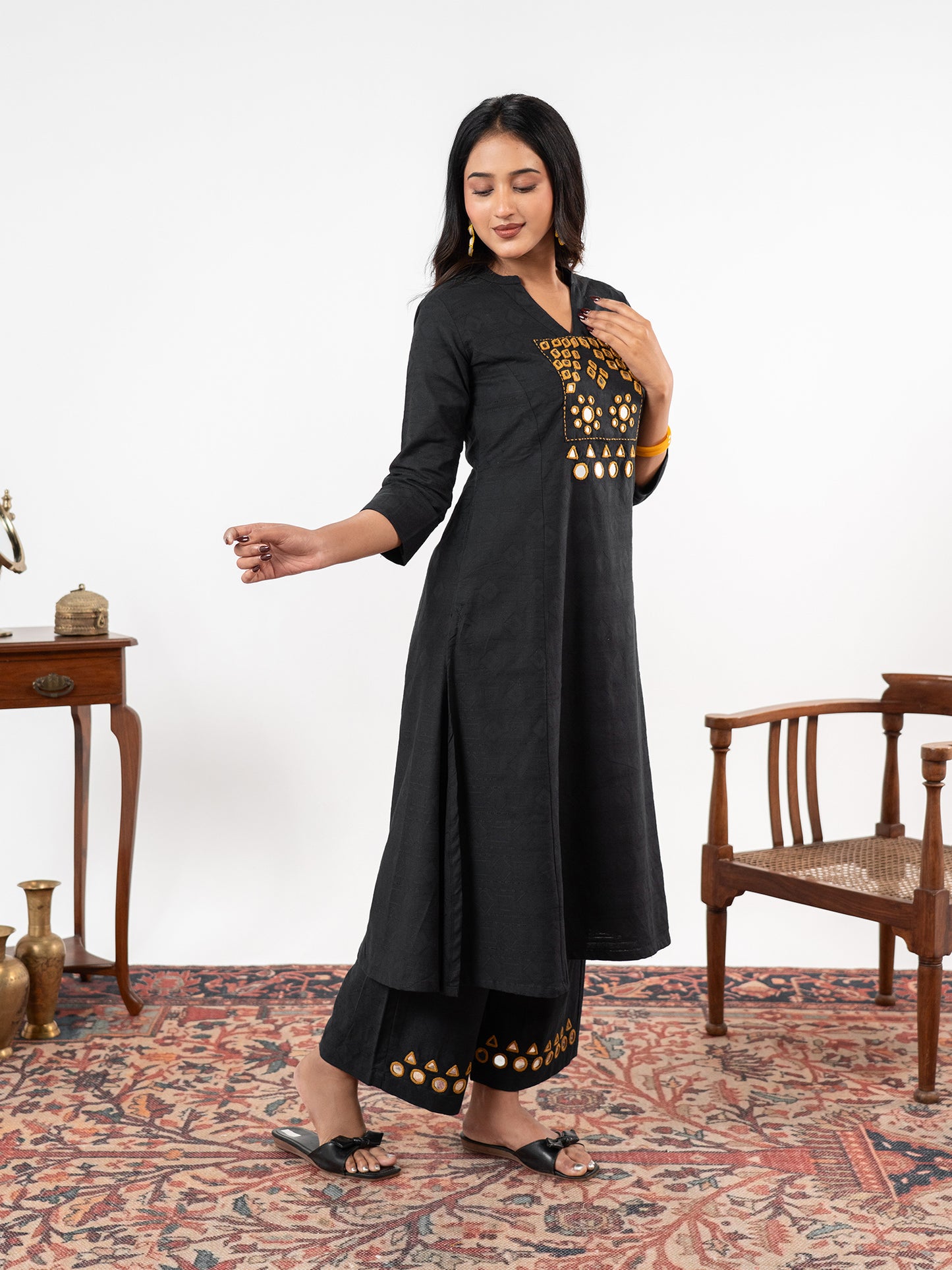 The 'Kajal' Self-Dobby Tunic Set