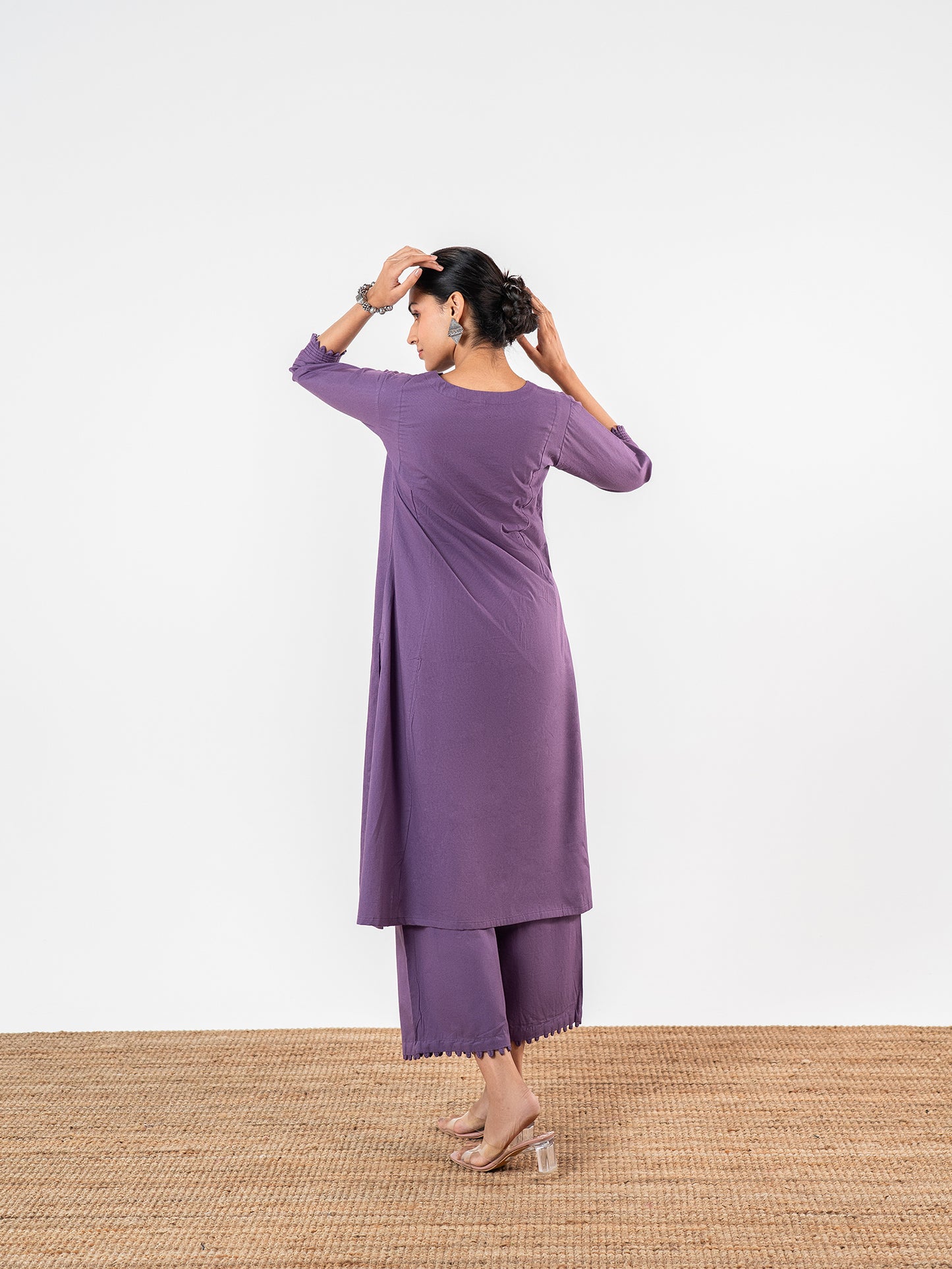 The 'Kavya' Mauve Slub Suit Set
