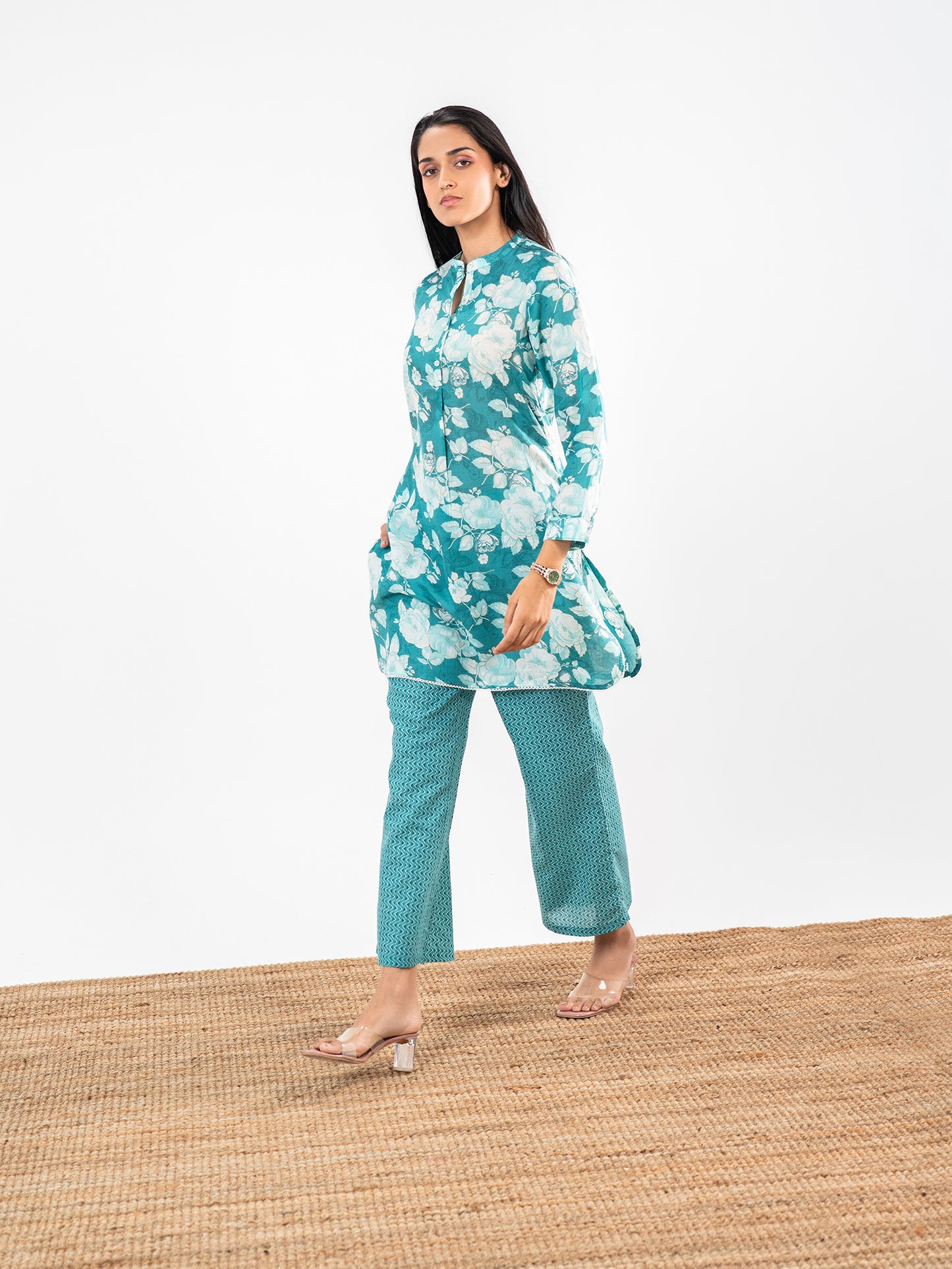 The 'Nila' Turquoise Bloom Co-ord Set