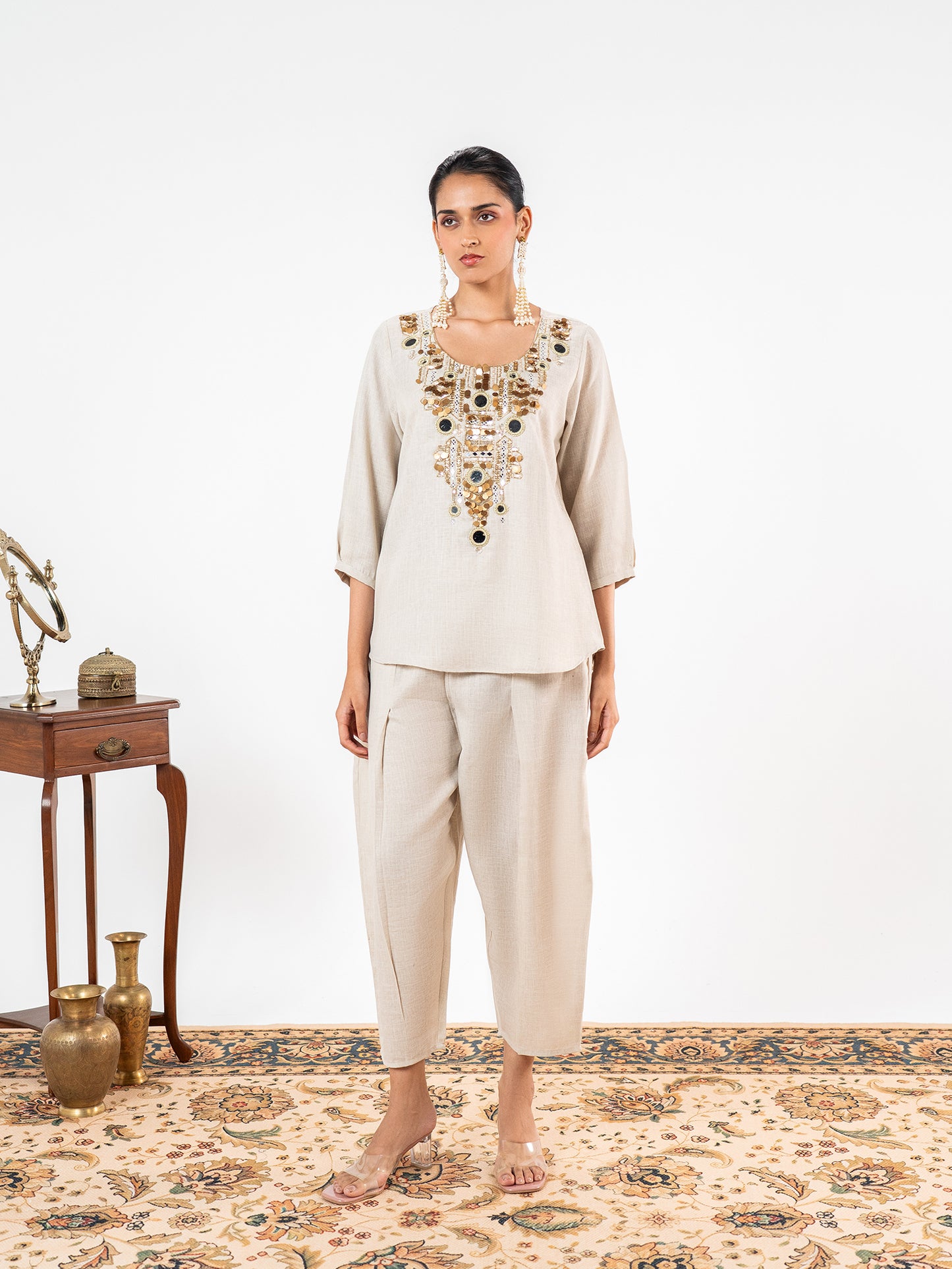 'Noor' Hand-Beaded Festive Co-Ord Set