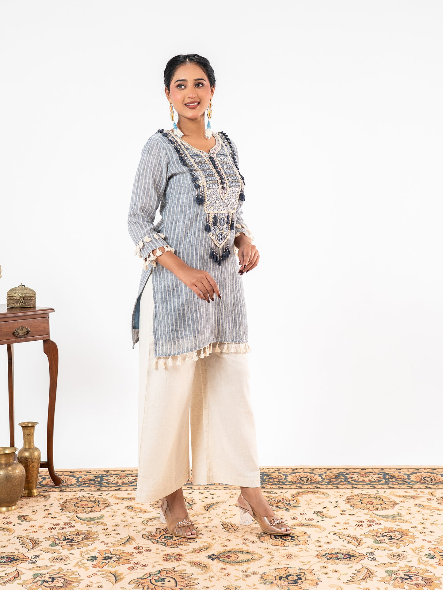 'Charu' Handwork Stripe Co-Ord Set