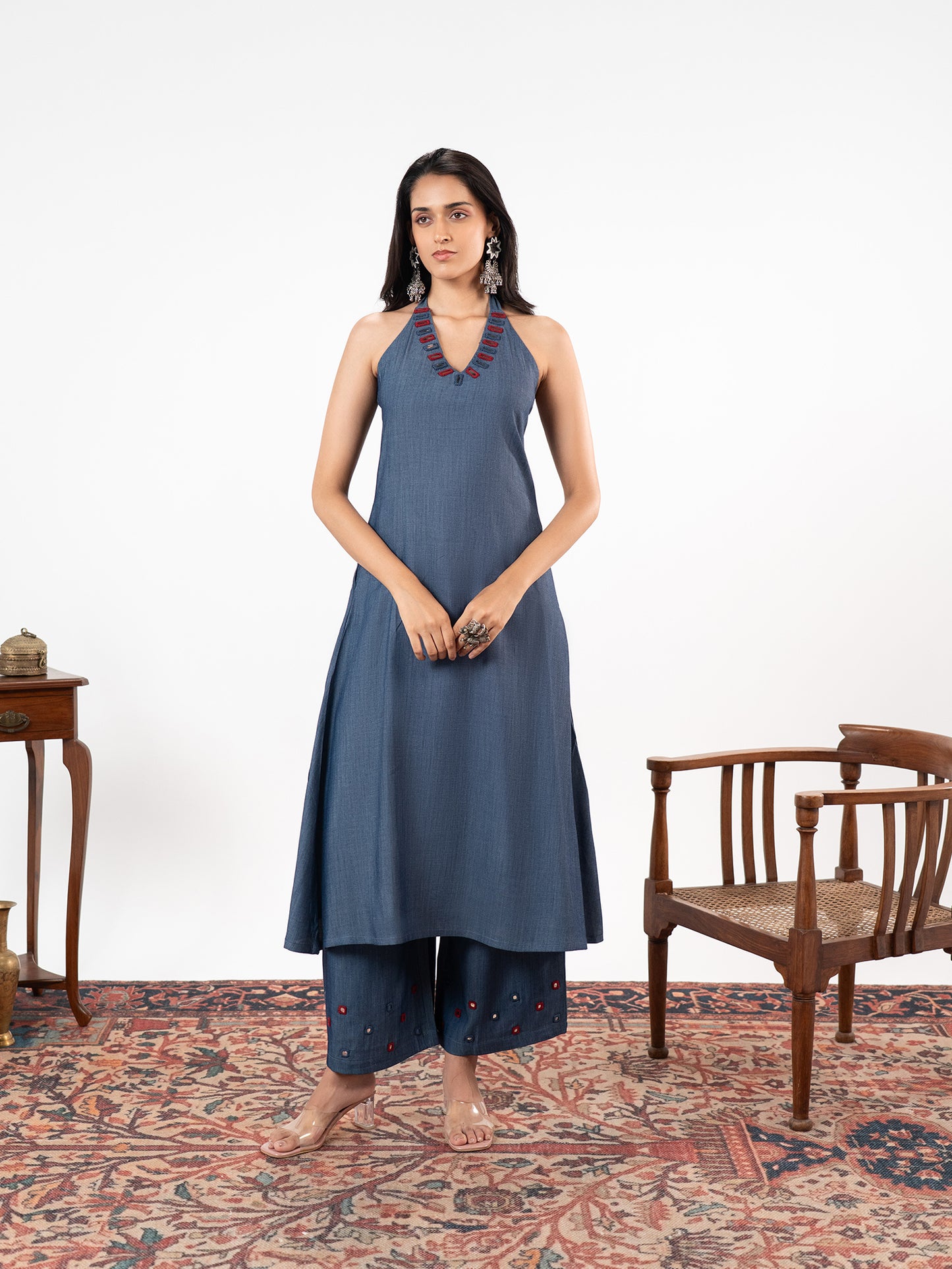 The 'Aavya' Halter Indigo Set