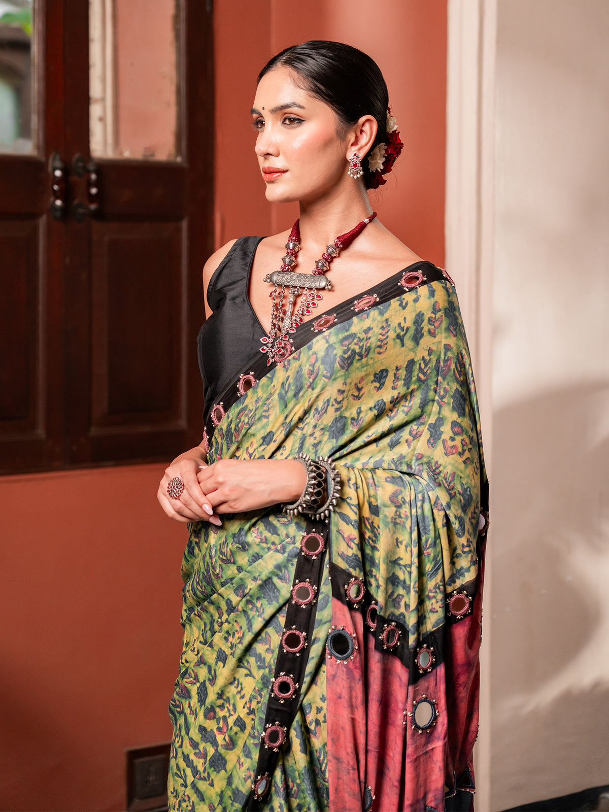 Royal Bohemian Tie-Dye Modal Saree