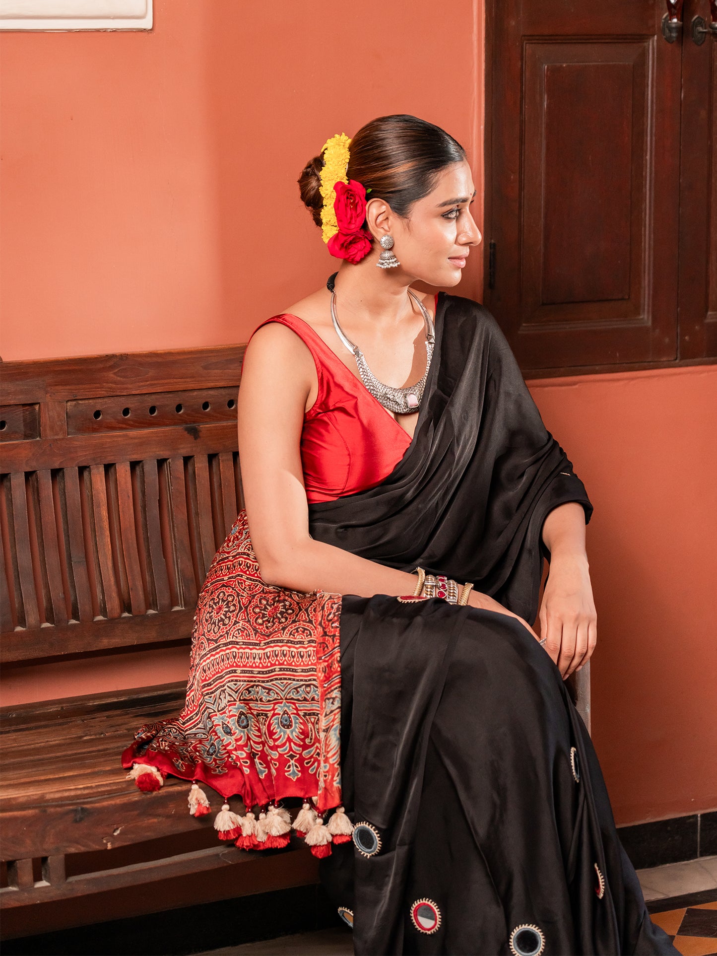 The Ajrakh Chandrika Mul Cotton Saree