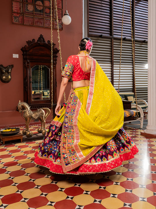 Kutchi Peacock Embroidered Chaniya Choli Set