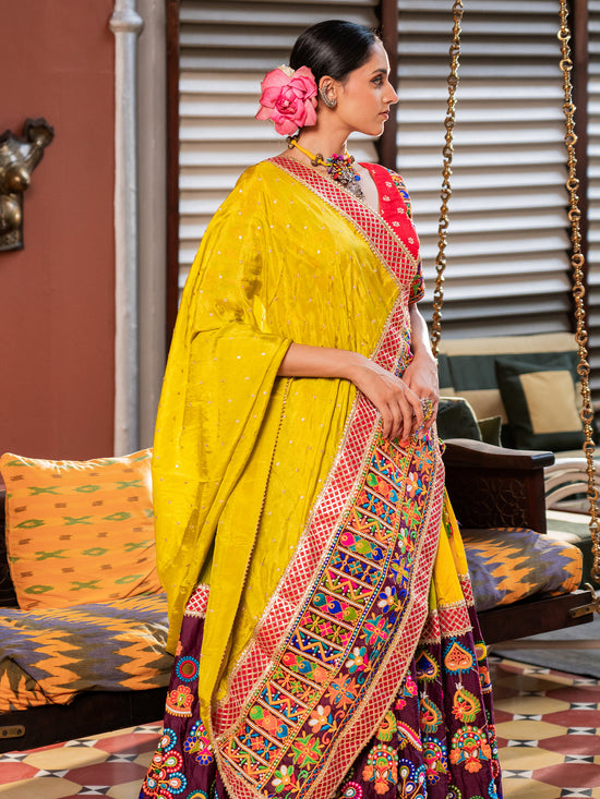 Kutchi Peacock Embroidered Chaniya Choli Set