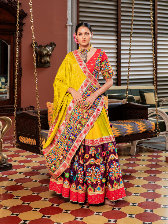 Kutchi Peacock Embroidered Chaniya Choli Set