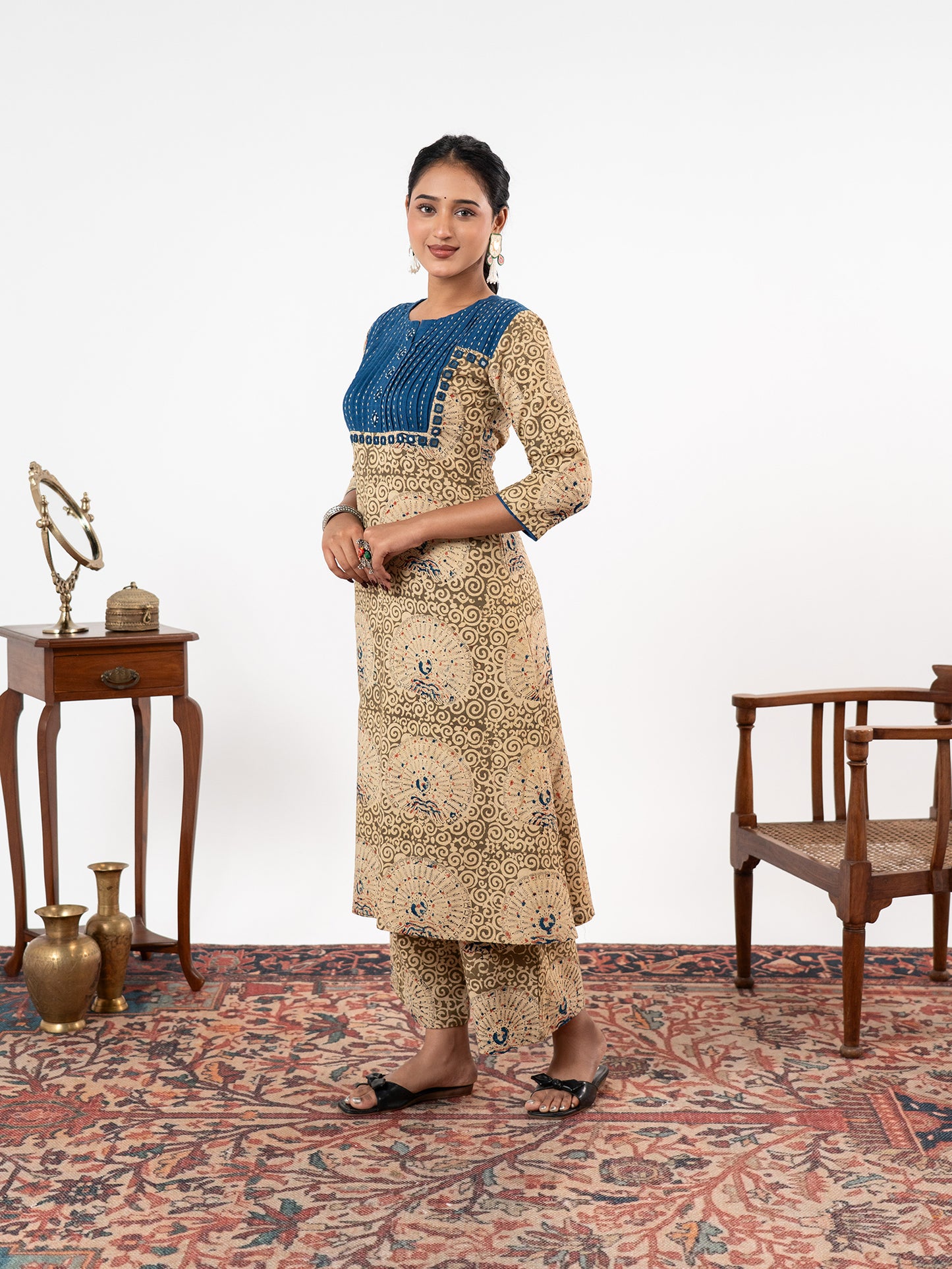 The 'Mayura' Ajrakh Tunic Set