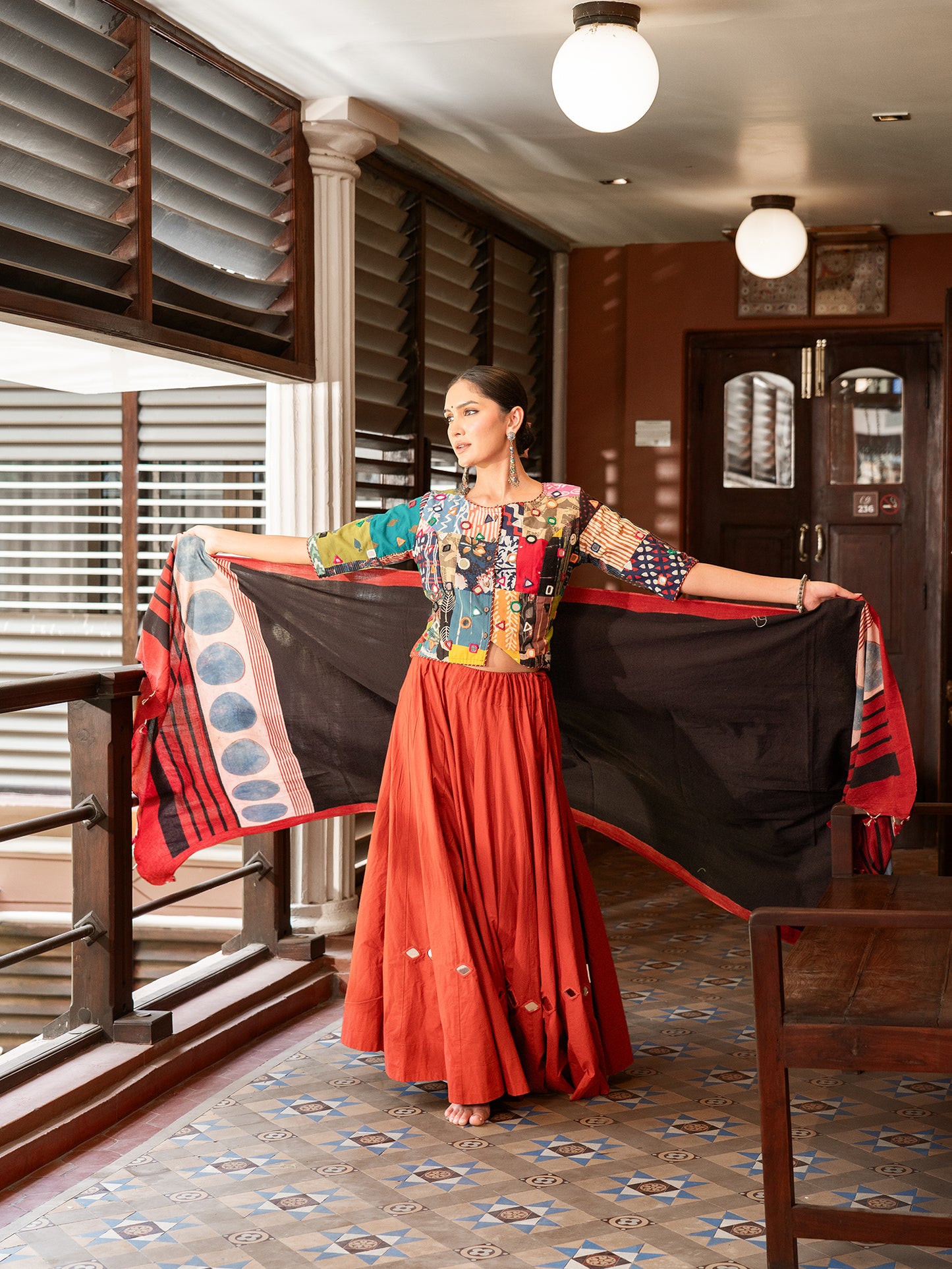 Terracotta Artisan Patchwork Chaniya Choli Set