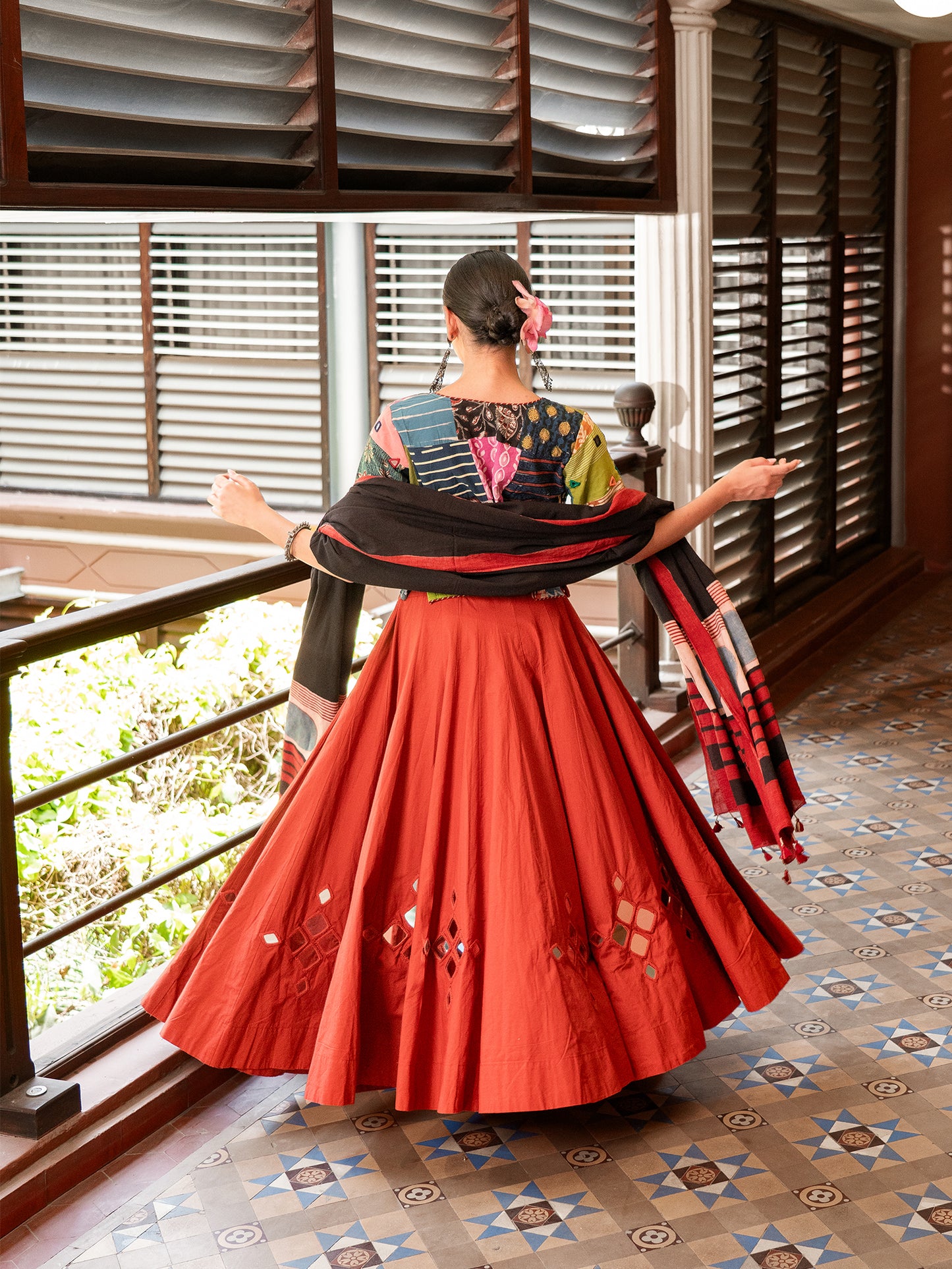 Terracotta Artisan Patchwork Chaniya Choli Set