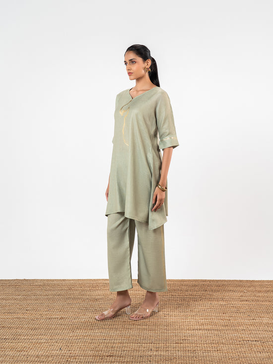 The 'Tara' Sage Metallic Streak Co-Ord Set