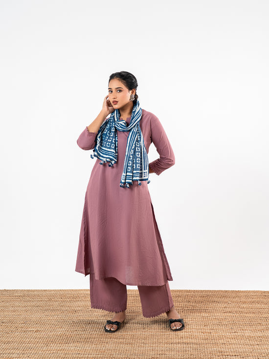 The 'Kavya' Slub Mauve Suit Set