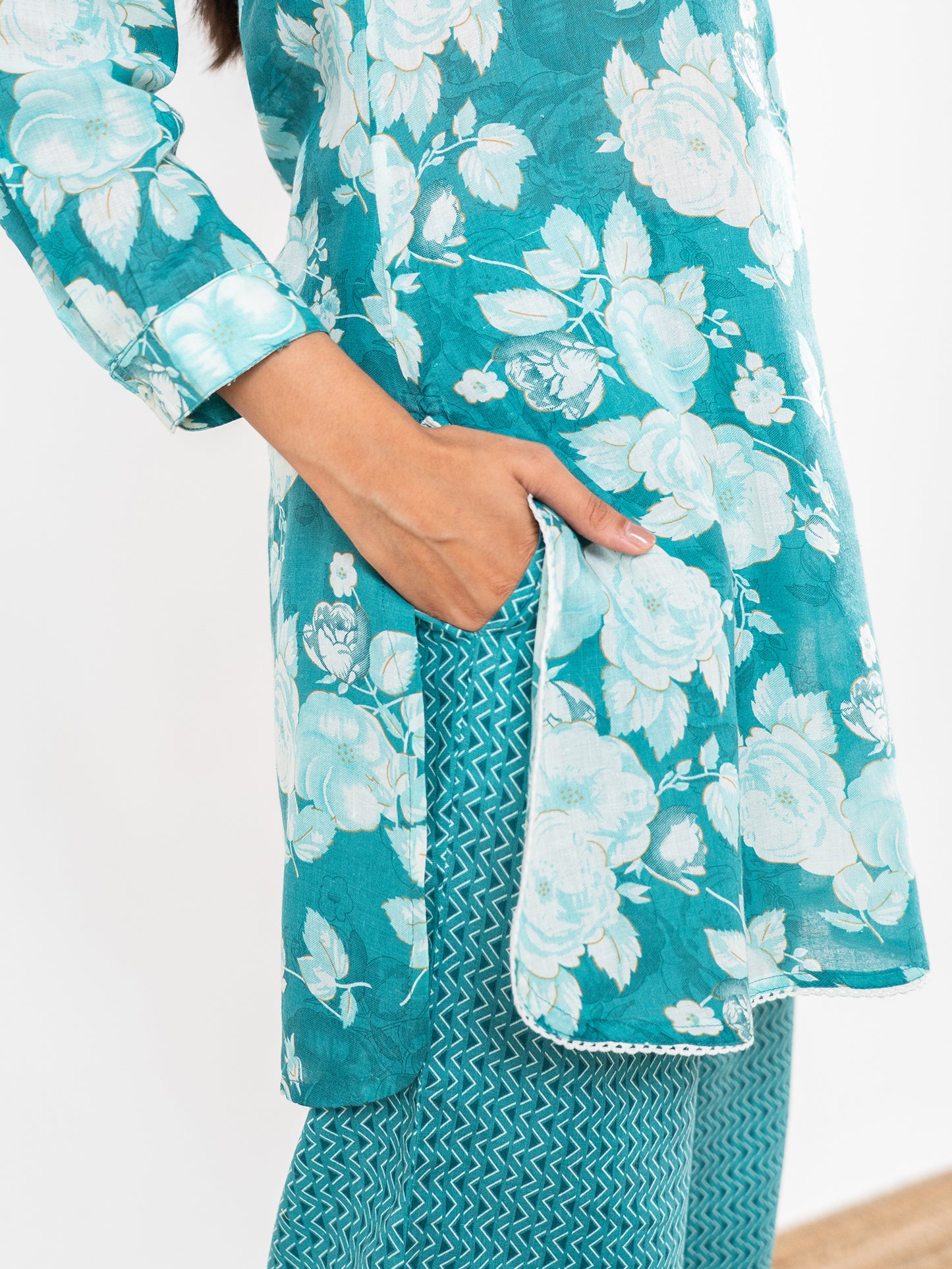 The 'Nila' Turquoise Bloom Co-ord Set