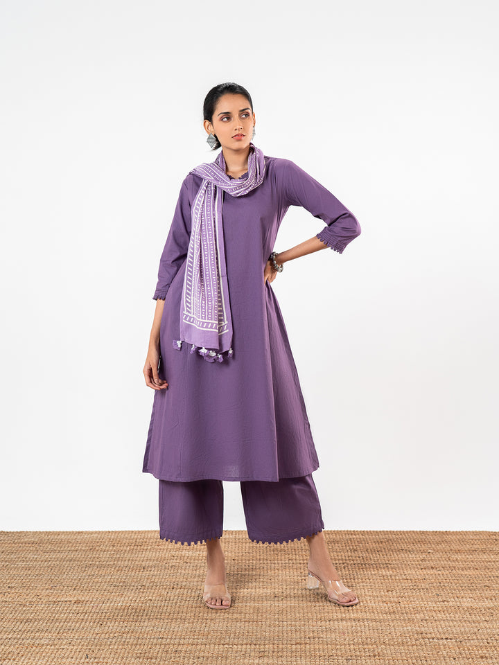 The 'Kavya' Mauve Slub Suit Set
