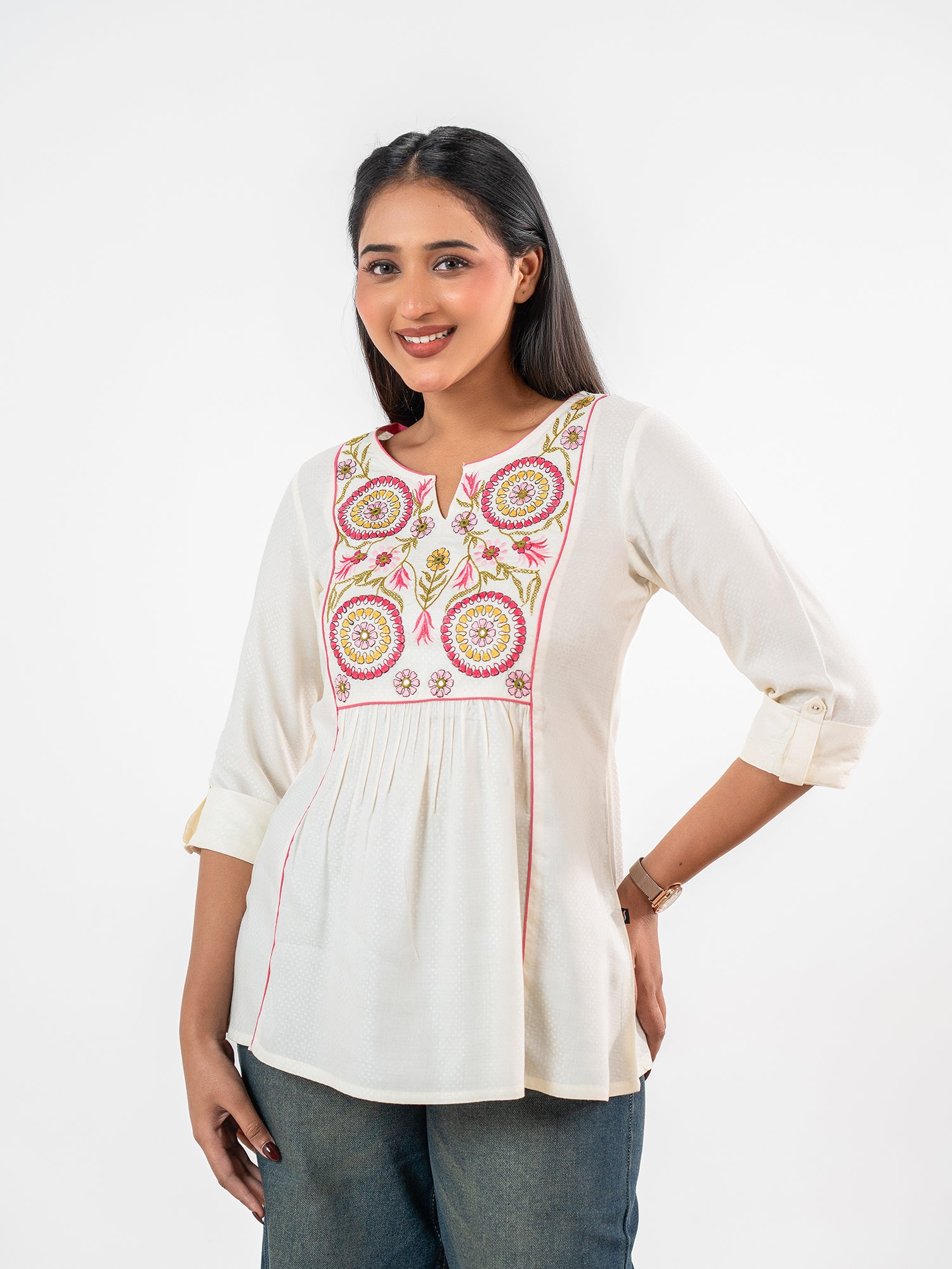 The 'Kriti' Hand-Embroidered Gathered Kurti