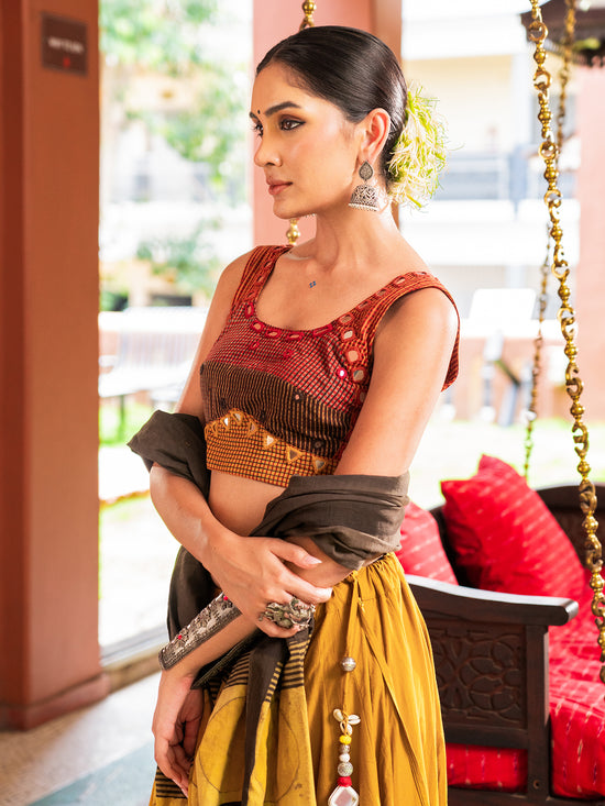 Kutchi Courtyard In Mustard Chaniya Choli Set