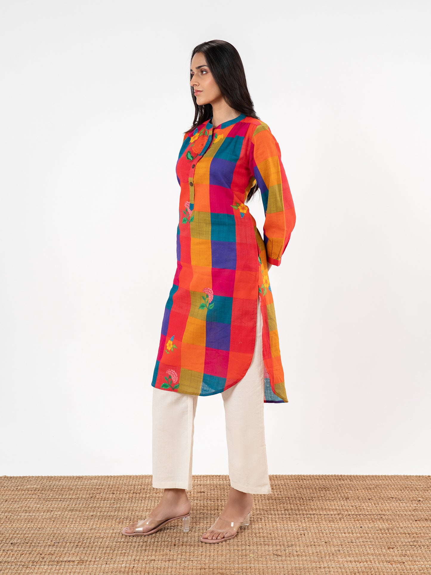 'Kriti' Madras Grid Kurta Set