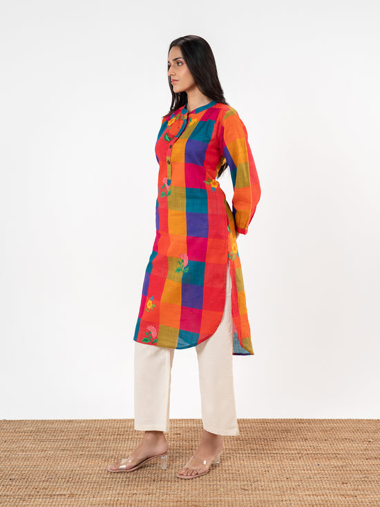 'Kriti' Madras Grid Kurta Set