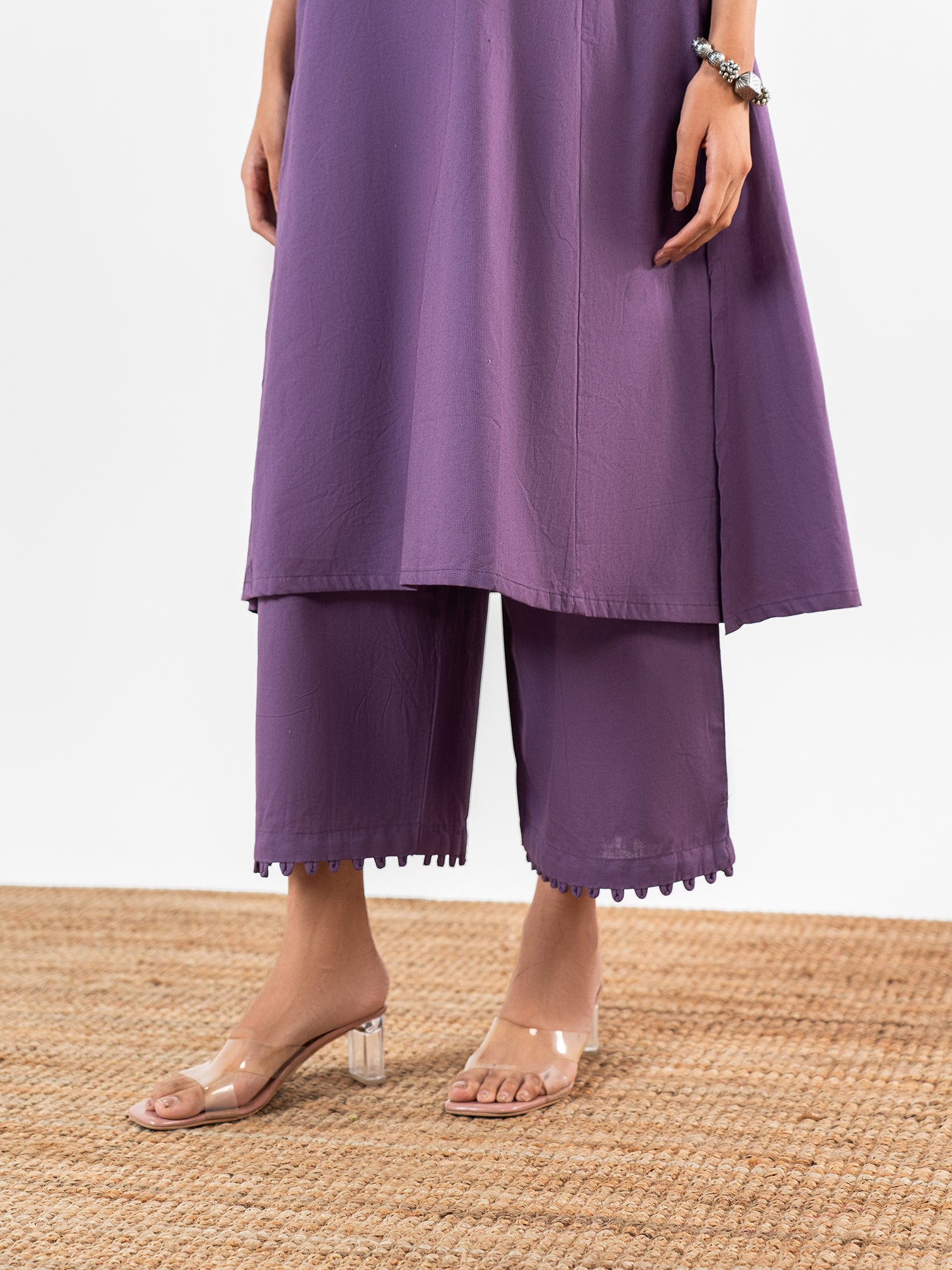 The 'Kavya' Mauve Slub Suit Set