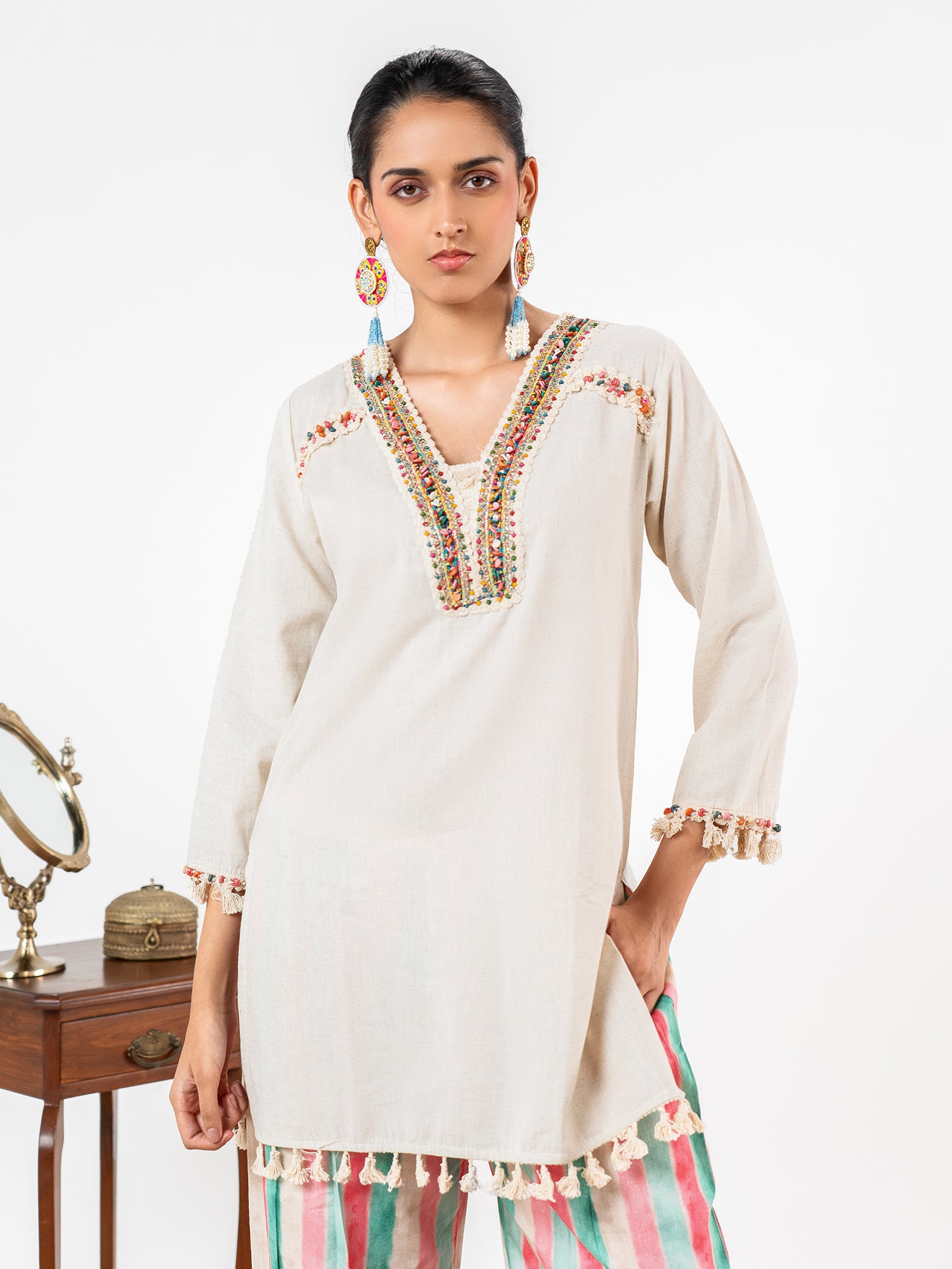 'Tarang' Pastel Stripe Heritage Co-Ord Set