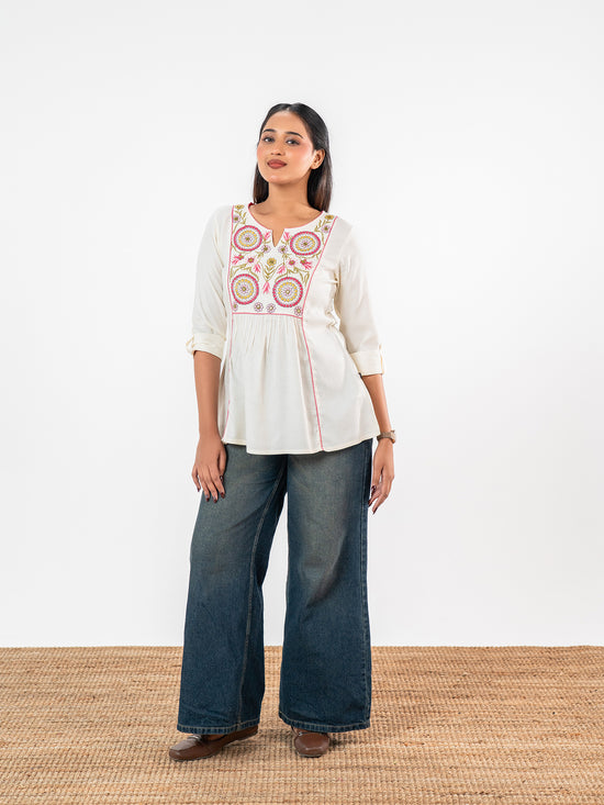 The 'Kriti' Hand-Embroidered Gathered Kurti