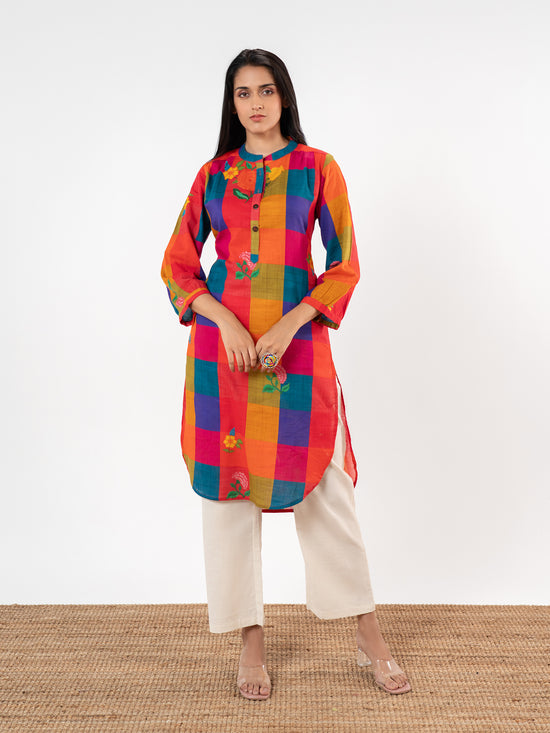 'Kriti' Madras Grid Kurta Set