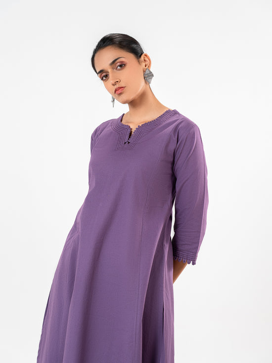 The 'Kavya' Mauve Slub Suit Set