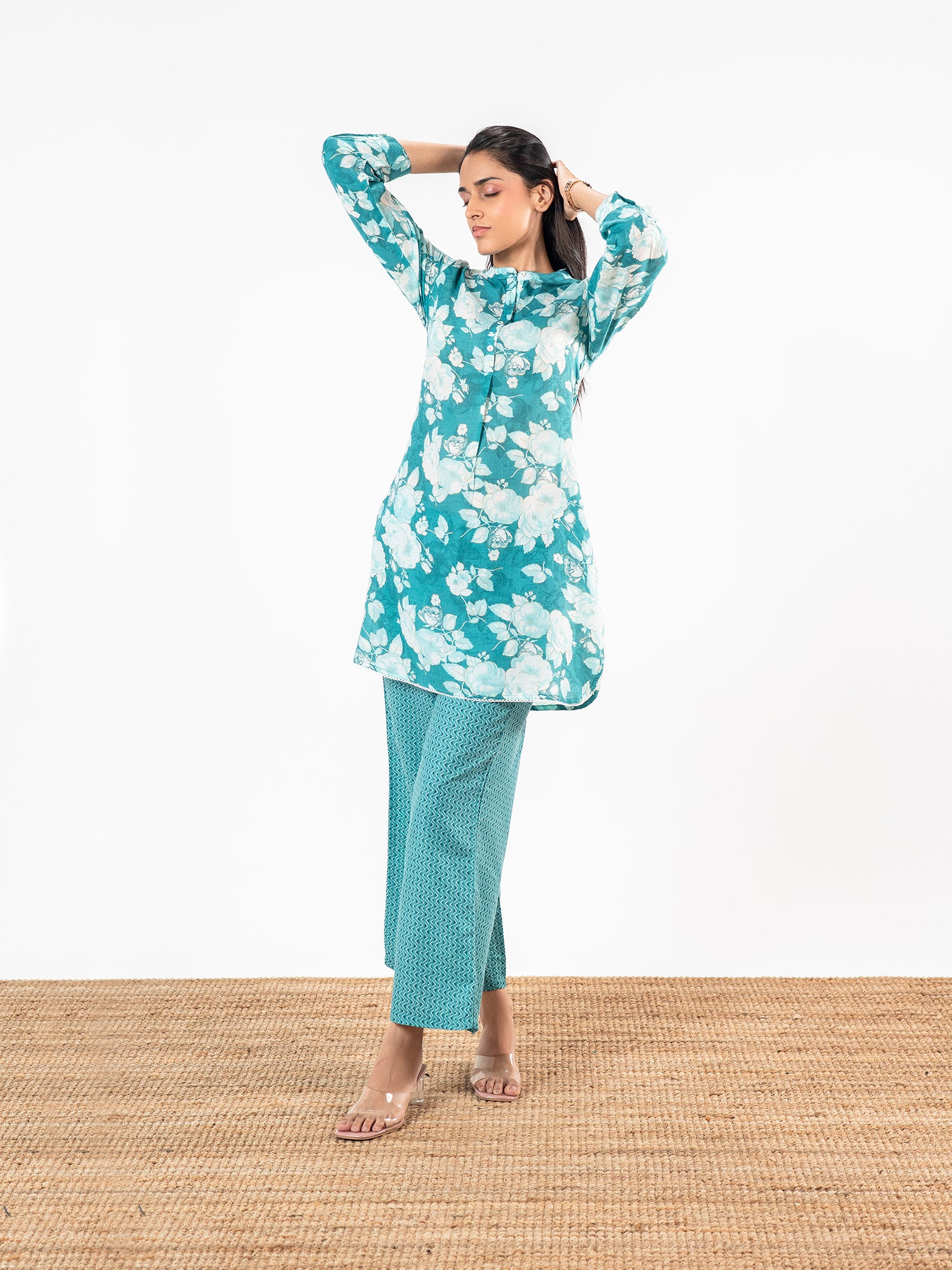 The 'Nila' Turquoise Bloom Co-ord Set