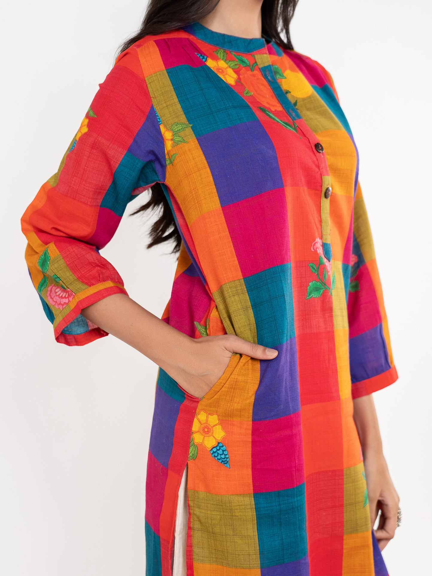 'Kriti' Madras Grid Kurta Set