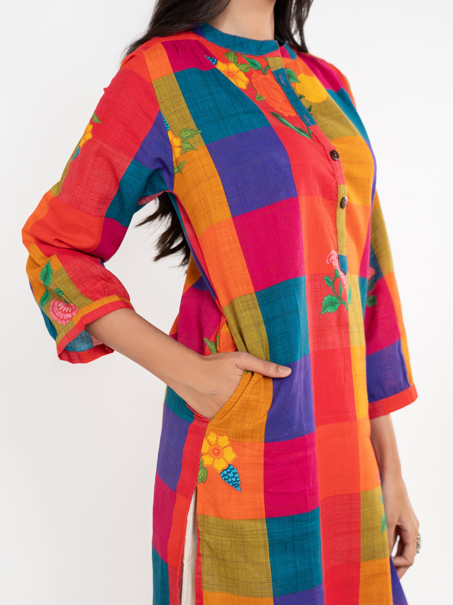 'Kriti' Madras Grid Kurta Set