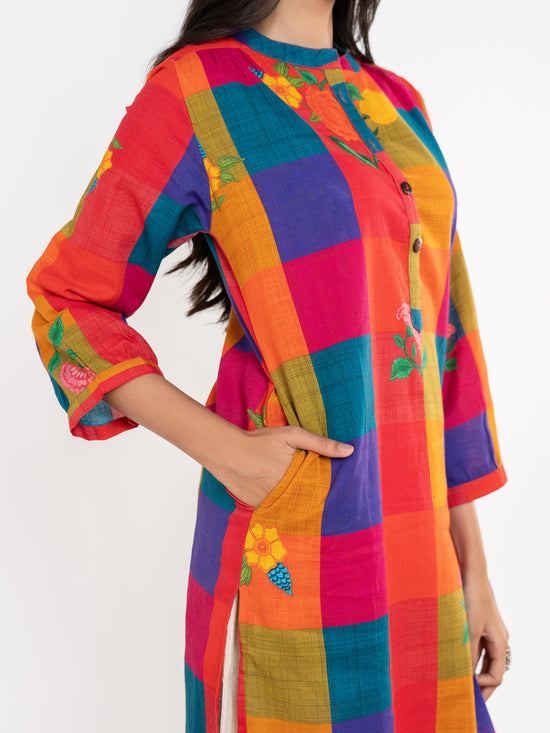 'Kriti' Madras Grid Kurta Set