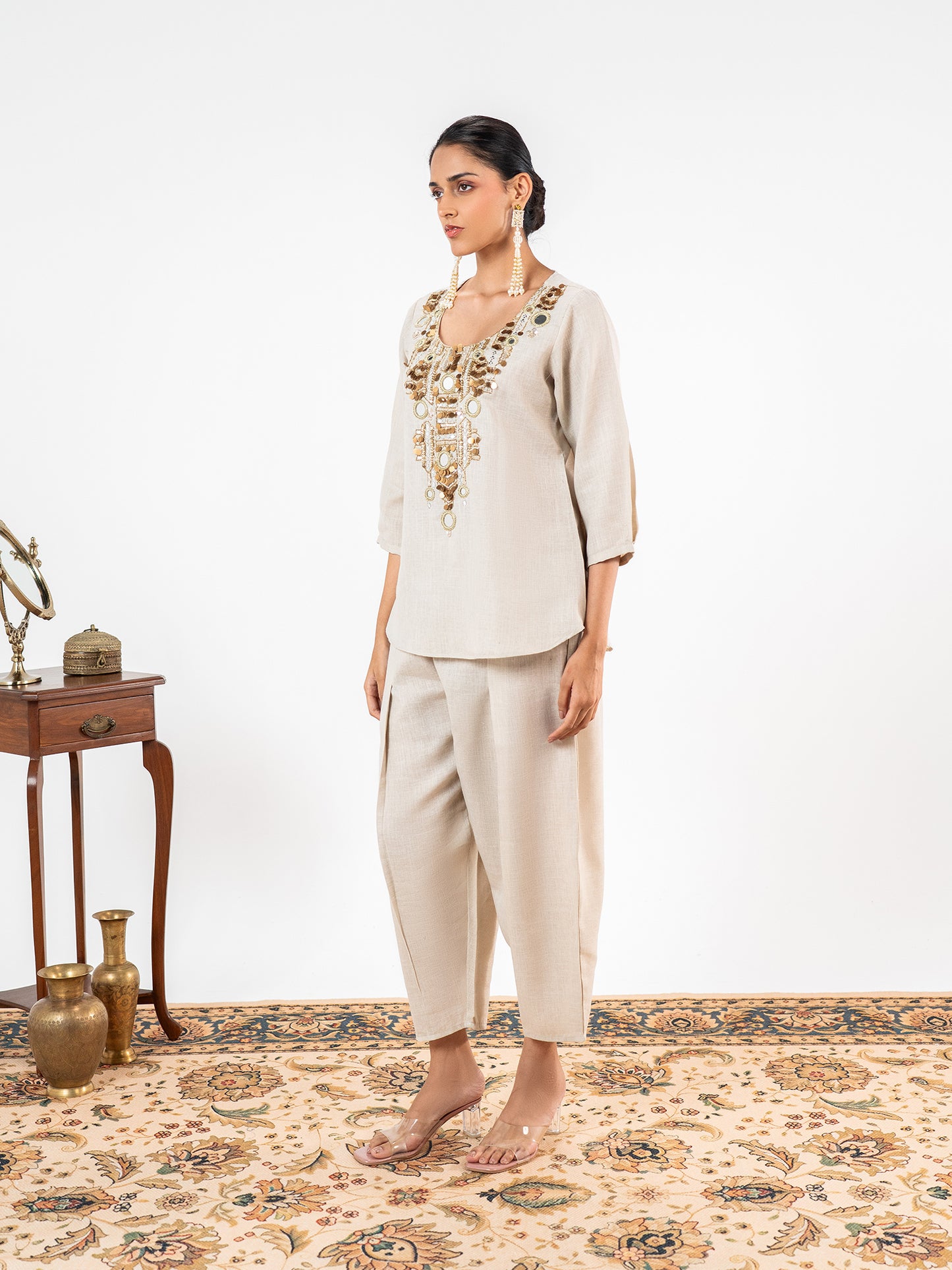 'Noor' Hand-Beaded Festive Co-Ord Set