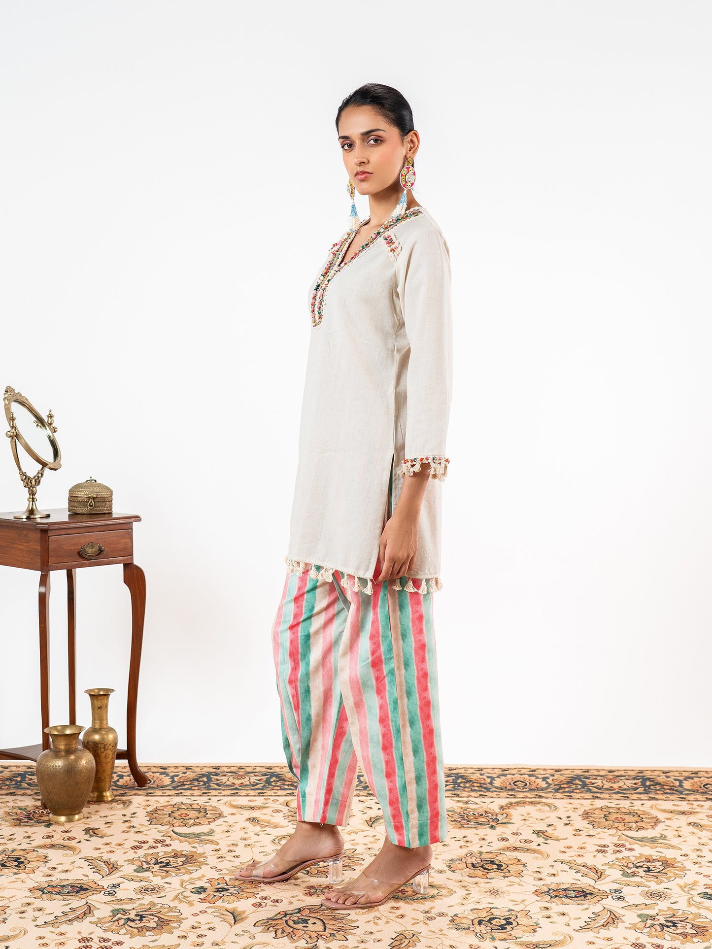 'Tarang' Pastel Stripe Heritage Co-Ord Set
