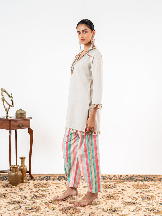 'Tarang' Pastel Stripe Heritage Co-Ord Set