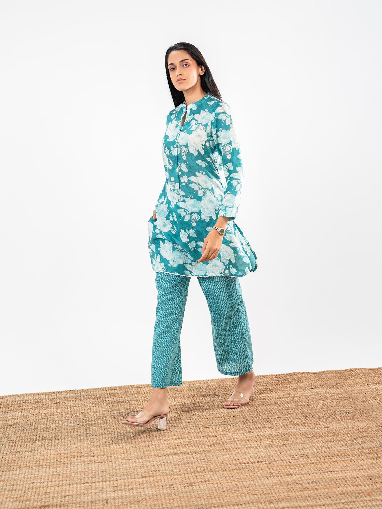 The 'Nila' Turquoise Bloom Co-ord Set
