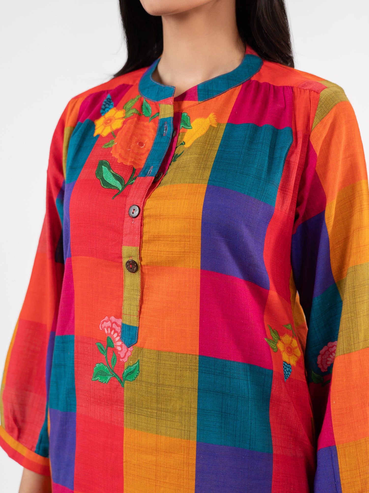 'Kriti' Madras Grid Kurta Set