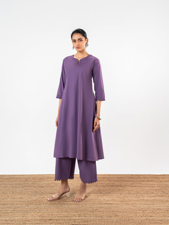 The 'Kavya' Mauve Slub Suit Set