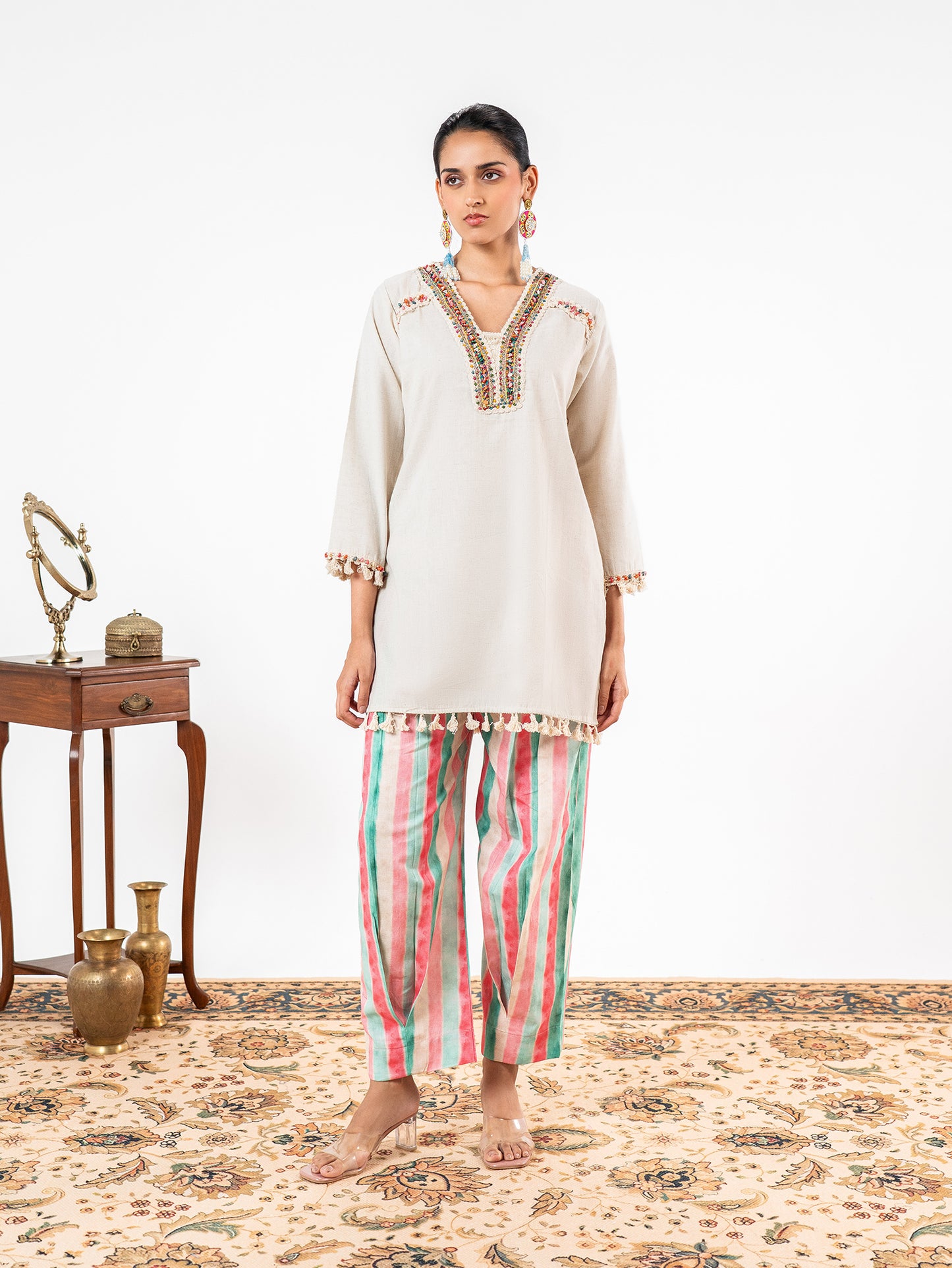 'Tarang' Pastel Stripe Heritage Co-Ord Set