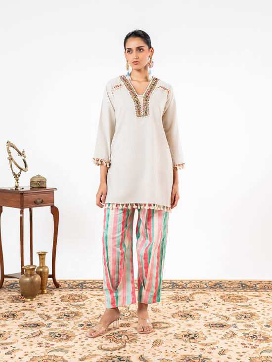 'Tarang' Pastel Stripe Heritage Co-Ord Set
