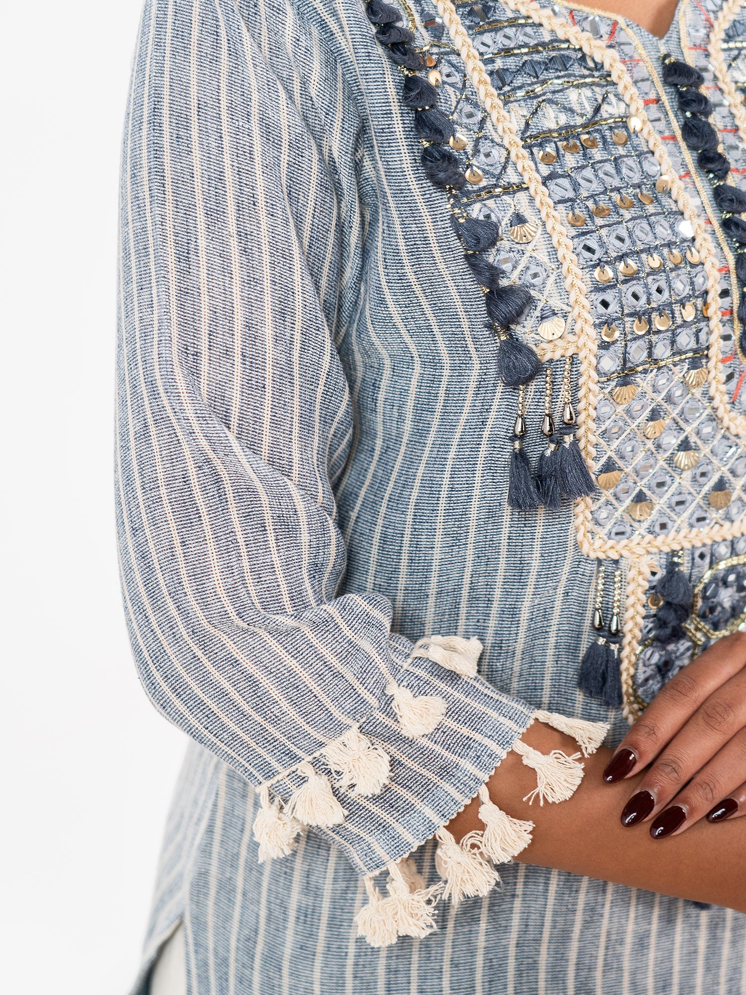 'Charu' Handwork Stripe Co-Ord Set