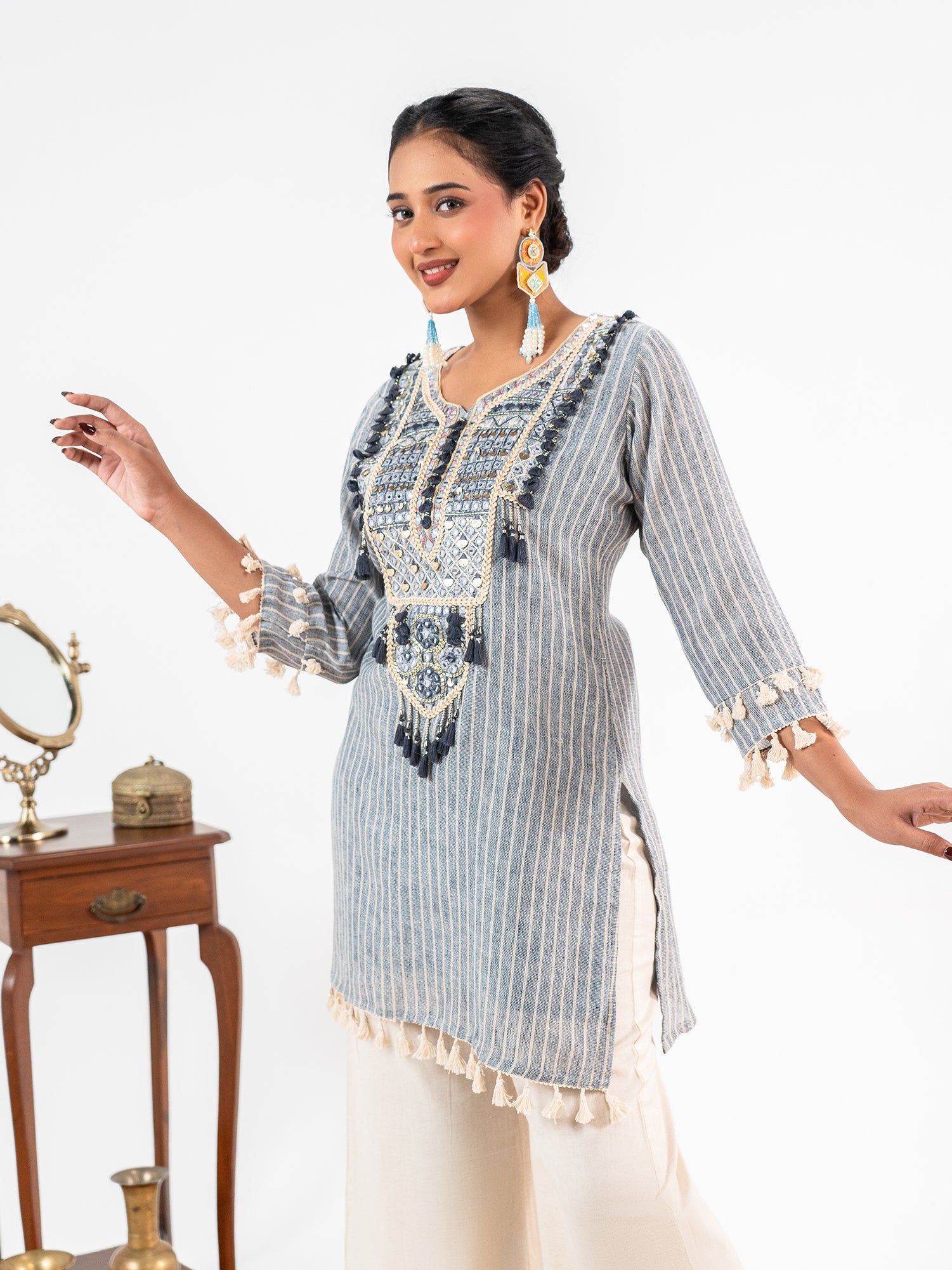 'Charu' Handwork Stripe Co-Ord Set
