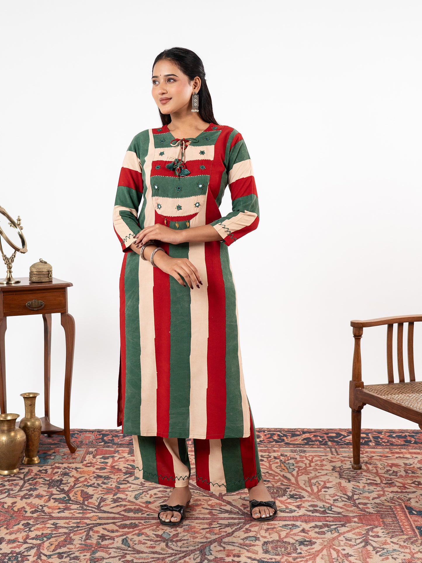 The 'Kanak' Block-Stripe Kurta Set