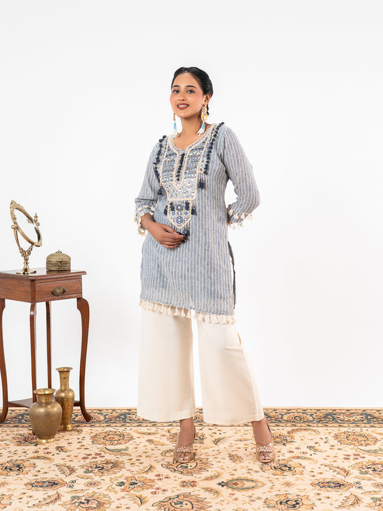 'Charu' Handwork Stripe Co-Ord Set
