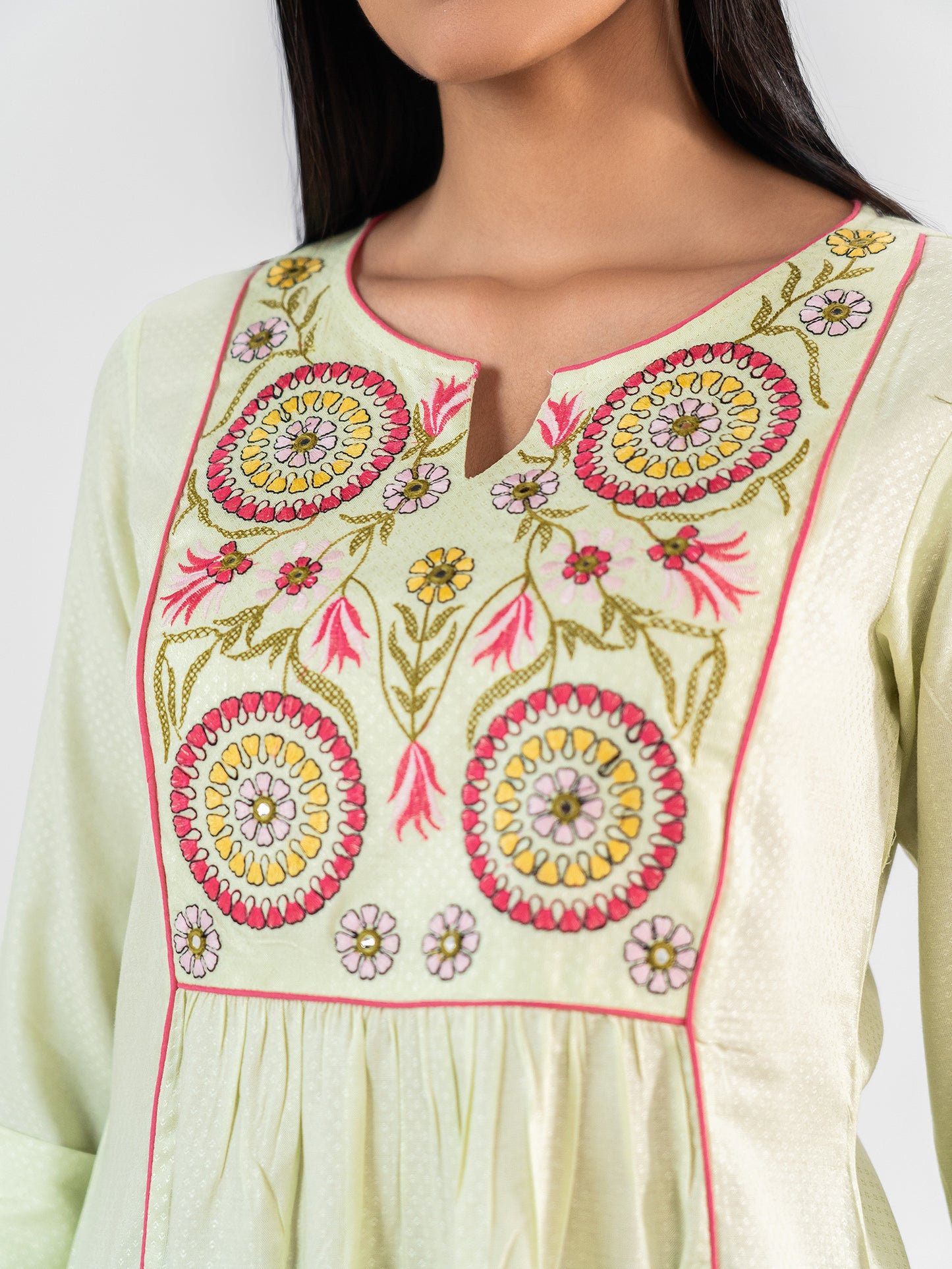 The 'Ananya' Mint Flora Short Kurti
