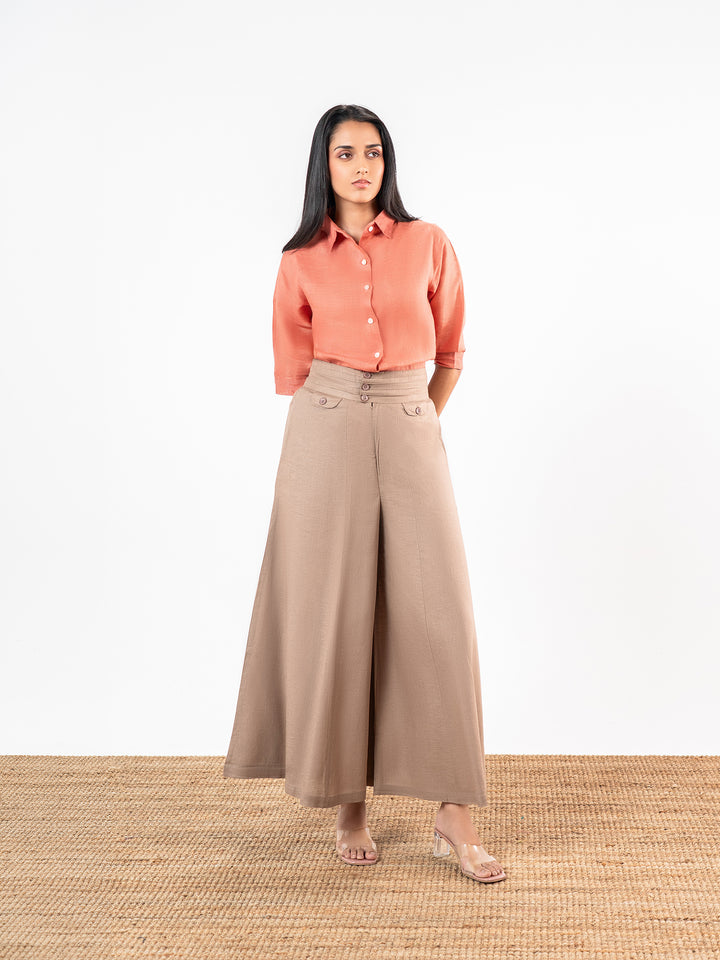 'Mrunal' Terracotta Coral Linen Co-Ord Set
