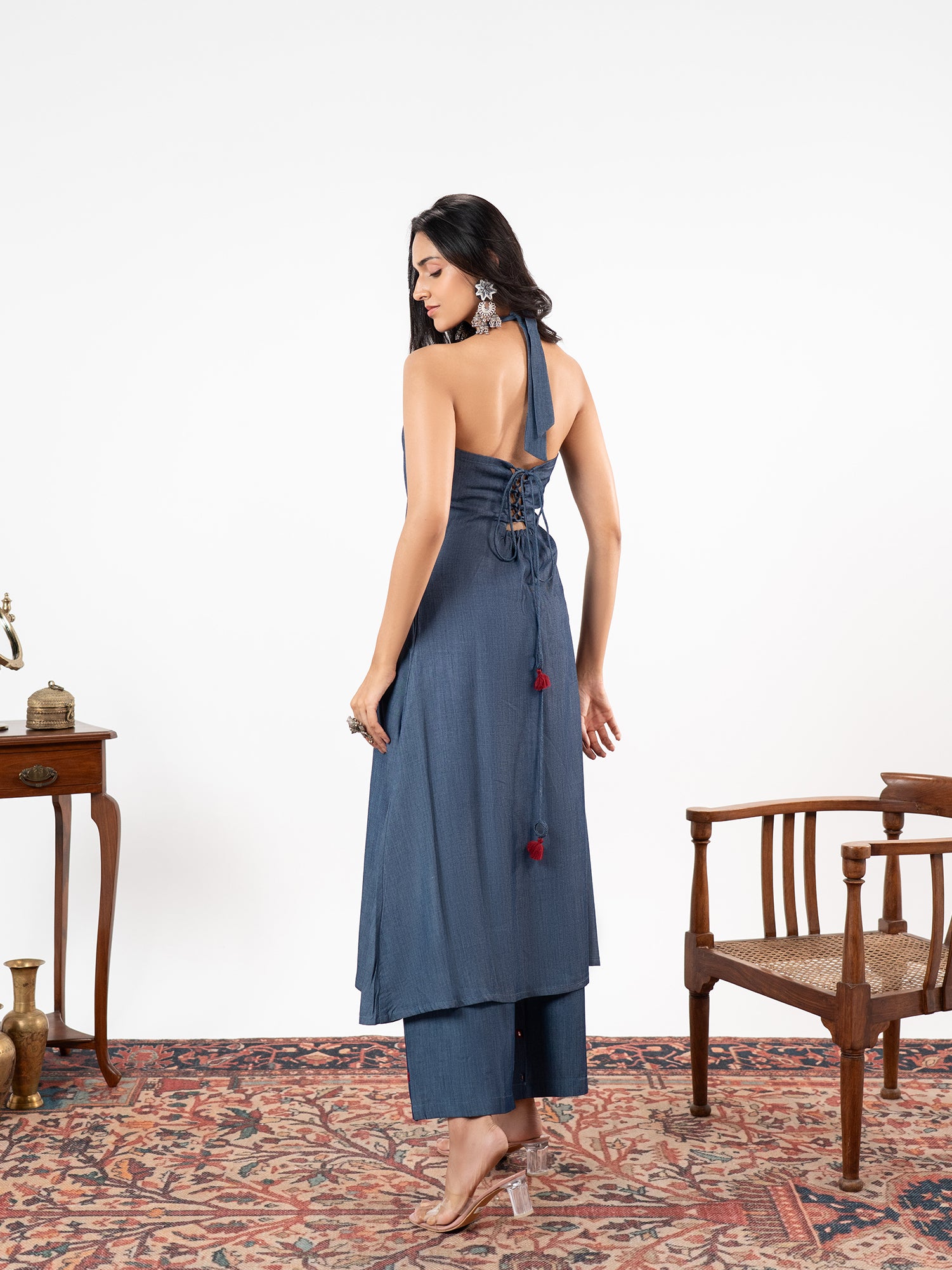 The 'Aavya' Halter Indigo Set