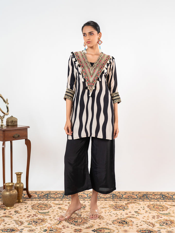 The 'Aavya' Zebra-Sutra Modal Co-Ord Set