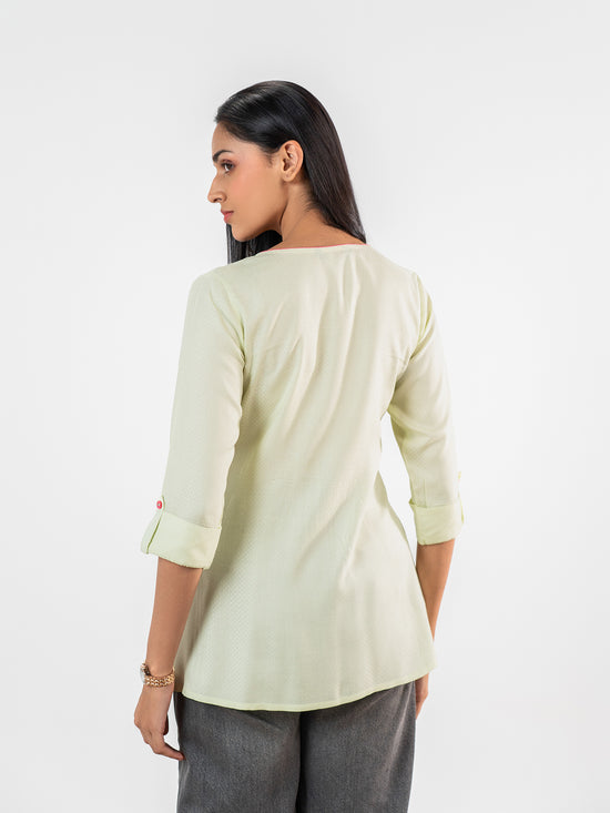 The 'Ananya' Mint Flora Short Kurti