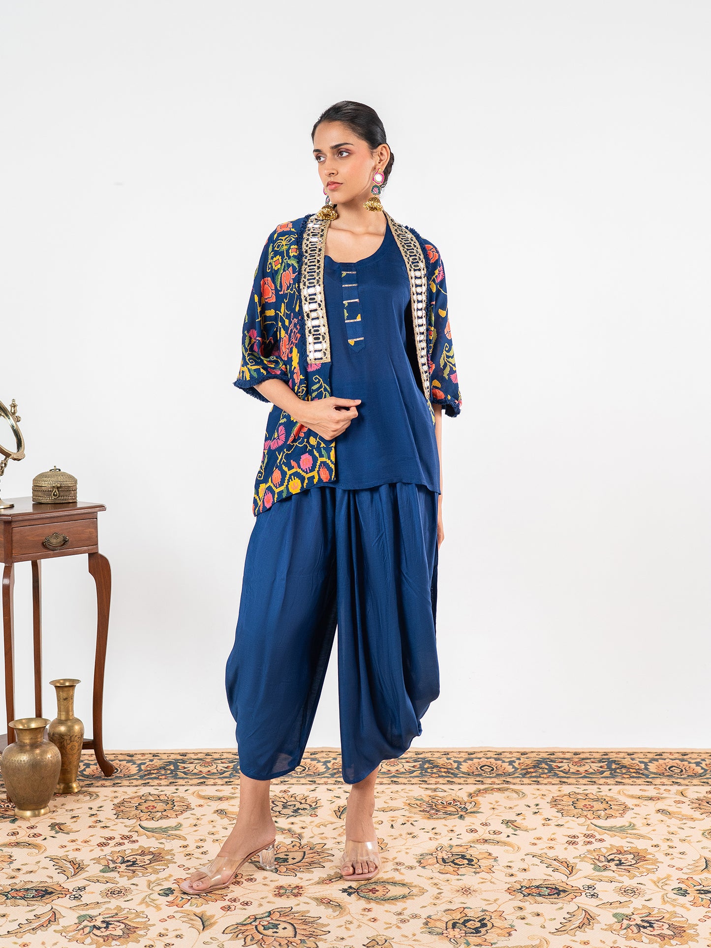 The 'Mayura' Patola Shrug & Dhoti Co-ord Set
